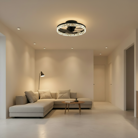 VEYA LED luster s diaľkovým ovládaním, 38W, D50cm, studené/neutrálne/teplé svetlo, čierny