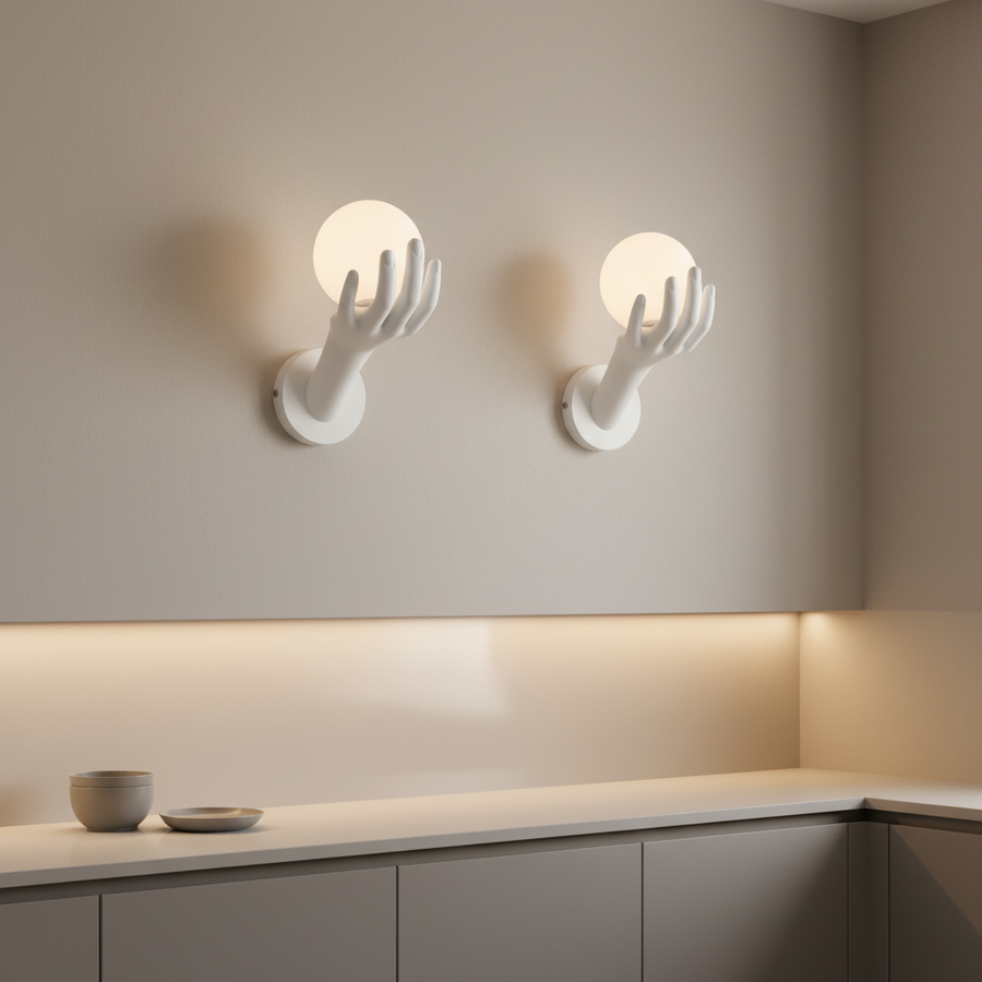Aplica LED Decorativa MANO, 15x30cm, 1xG9, Sticla si Resina, Alb