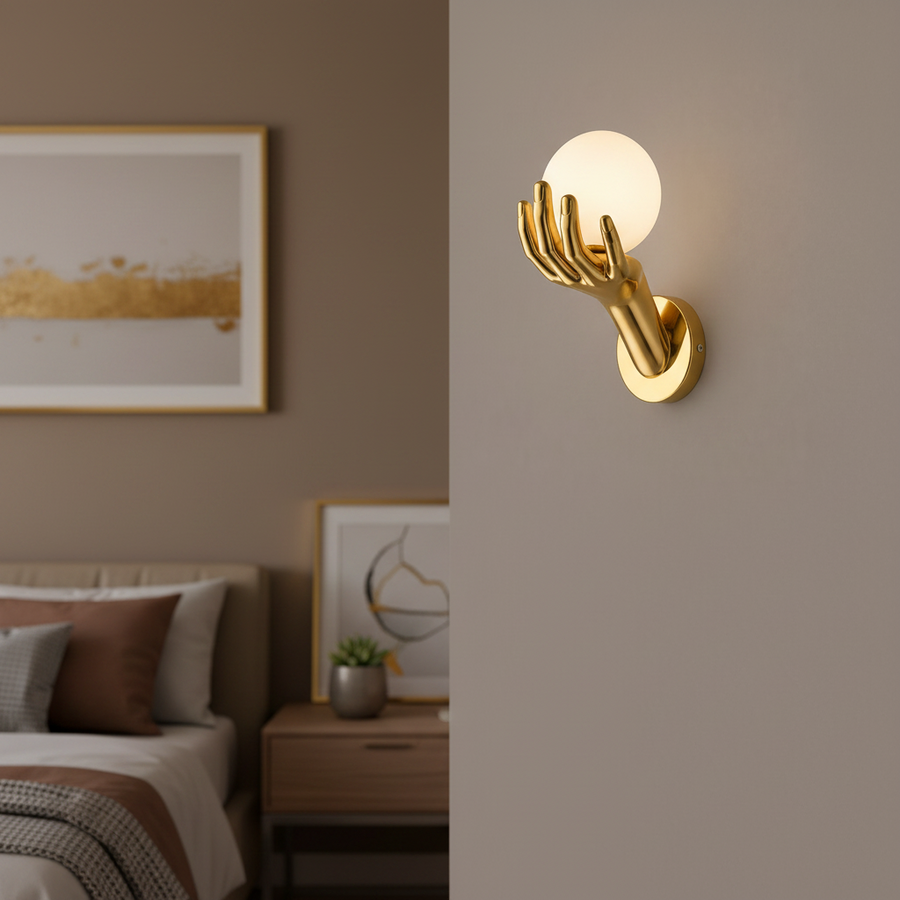 Aplica LED Decorativa MANO, 15x30cm, 1xG9, Sticla si Resina, Auriu