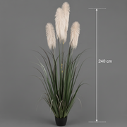 Aranjament decorativ cu 5 fire, Stuf artificial în ghiveci, 240cm, Verde