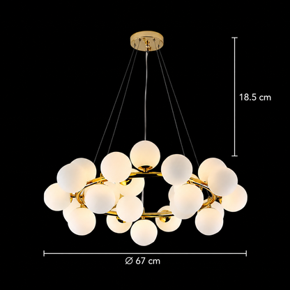 Komorový luster LOFT, 25x G9, biele zlato, kov, nastaviteľná výška, moderný