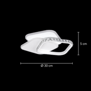 LED krištáľový luster ANASTASIA 39W, Priemer 30cm, Studené/Teplé/Neutrálne svetlo, Biely