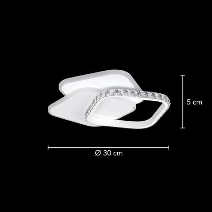 LED krištáľový luster ANASTASIA 39W, Priemer 30cm, Studené/Teplé/Neutrálne svetlo, Biely