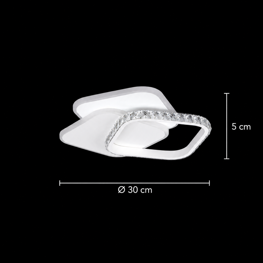 LED krištáľový luster ANASTASIA 39W, Priemer 30cm, Studené/Teplé/Neutrálne svetlo, Biely