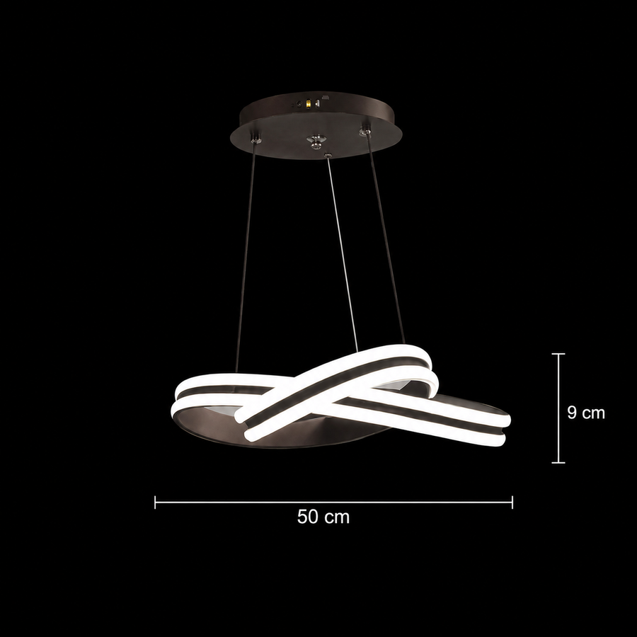 Závesný LED luster s diaľkovým ovládaním INFINITY LOOP 61W, studené/teplé/neutrálne svetlo, stmievateľné, čierne, výškovo nastaviteľné