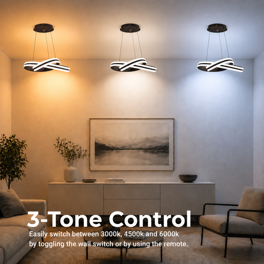 Závesný LED luster s diaľkovým ovládaním INFINITY LOOP 61W, studené/teplé/neutrálne svetlo, stmievateľné, čierne, výškovo nastaviteľné