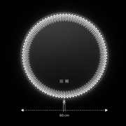 Oglinda LED Rotunda Nexos, 60cm, 24W, Lumina Calda/ Rece/ Neutra, Senzor, Sistem Dezaburire, Ceas si Termometru, Dimabila