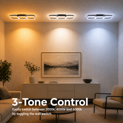LED luster VERTEX 34W, 3 štvorcové, lineárny, studené/teplé/neutrálne svetlo, čierny