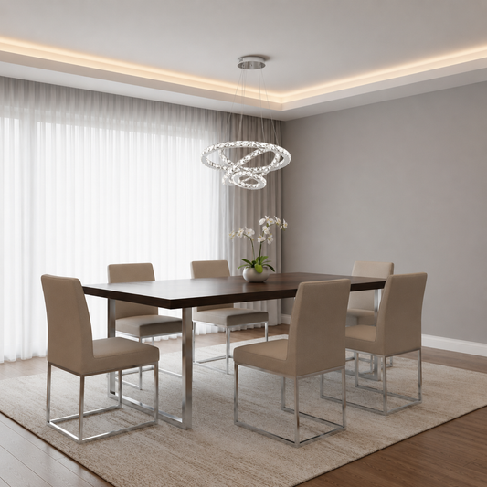 Závesný LED luster s diaľkovým ovládaním a krištáľom PRISM LUMINIS 78,3W, 3 kruhy, studené/teplé/neutrálne svetlo, stmievateľné, strieborné, výškovo nastaviteľné
