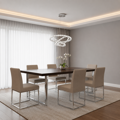 Závesný LED luster s diaľkovým ovládaním a krištáľom PRISM LUMINIS 78,3W, 3 kruhy, studené/teplé/neutrálne svetlo, stmievateľné, strieborné, výškovo nastaviteľné