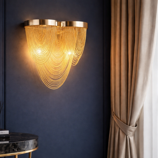 Aurora nástenná lampa, 2xE14, priemer 23 cm, zlatá, kovová Interiérové nástenné lampy Predvolený názov Alessandro Design