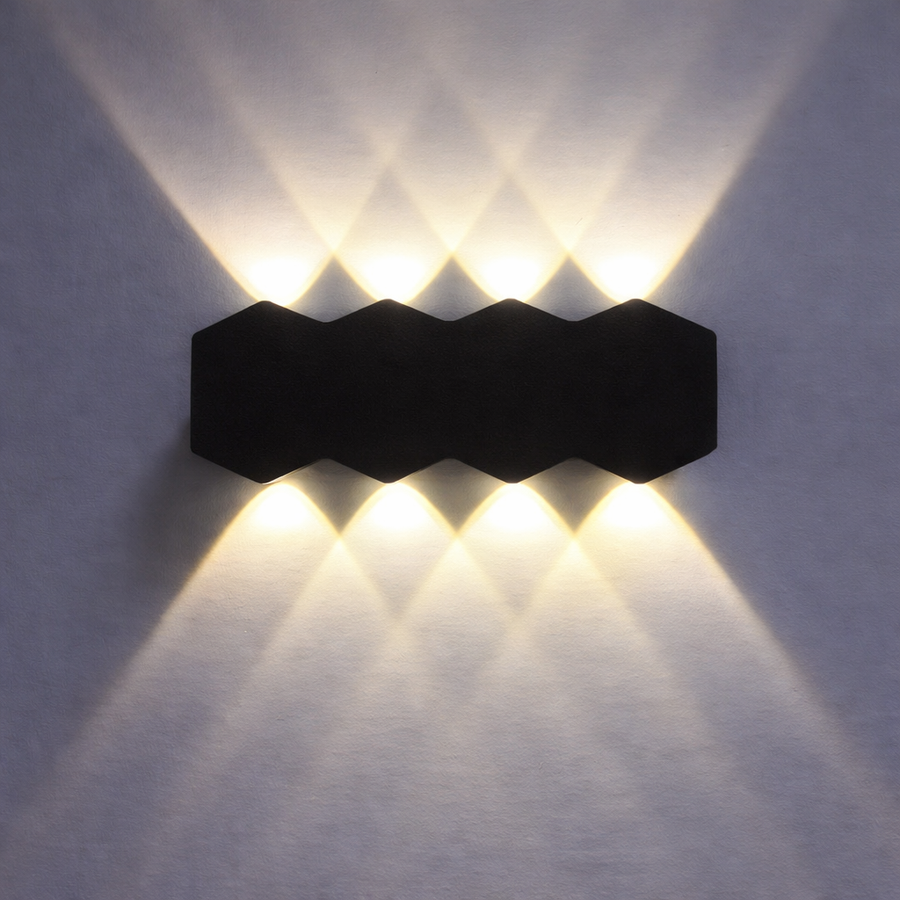 Vonkajšie a vnútorné nástenné LED svietidlo, 4 zdroje x 1W, IP65, ABS, čierne, 3000K