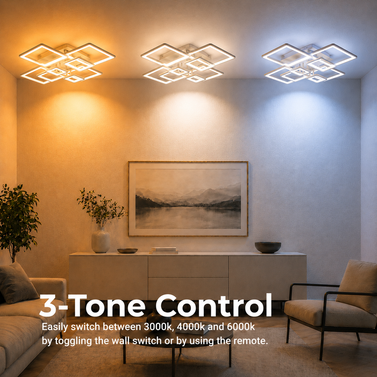 Lustra LED cu telecomanda ELLA 187W, 8 Patrate, lumina Rece/Calda/Neutra, Dimabila, Alb Lustre LED cu Telecomanda Default Title Alessandro Design