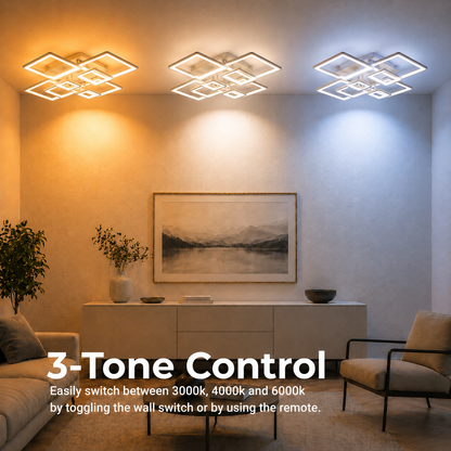Lustra LED cu telecomanda ELLA 187W, 8 Patrate, lumina Rece/Calda/Neutra, Dimabila, Alb Lustre LED cu Telecomanda Default Title Alessandro Design