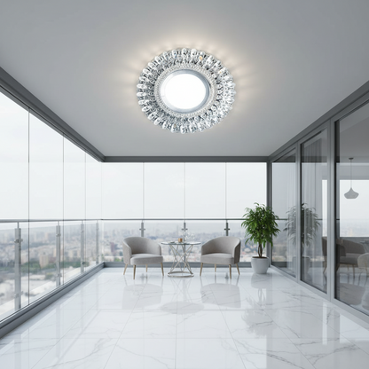 LED Spot ORBITA, 5W, okrúhle, studené svetlo + RGB, biela, živica a sklo