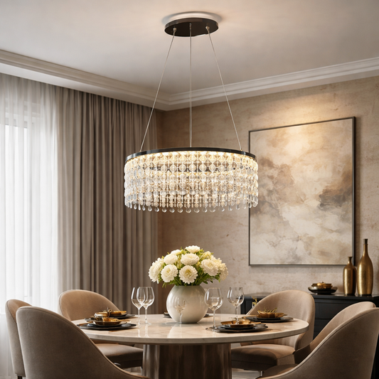 LED luster CC41003/400CH, Priemer 40 cm, Výška 120 cm, IP20, Studené/Neutrálne/Teplé svetlo, Stmievateľné, Strieborný, Kryštál, Oceľ
