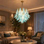 Candelabru Cristal AZURE Magno 7xE14, D60 cm, Albastru, Inaltime Reglabila, Metal si Cristal