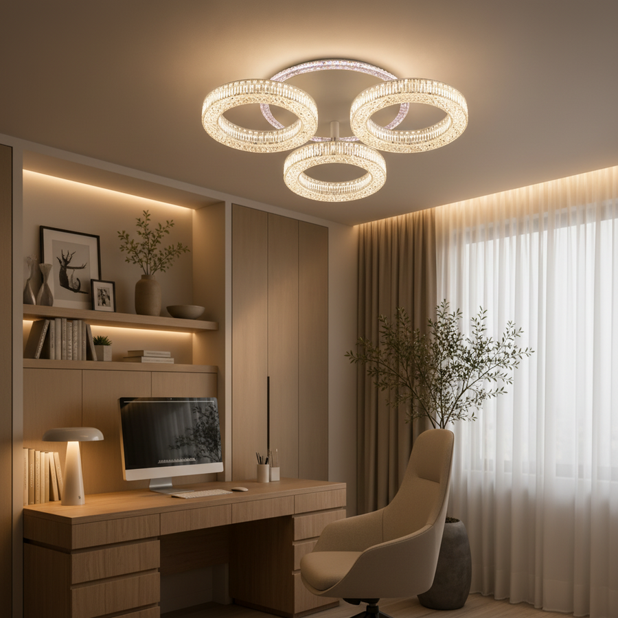 Lustra LED RONDA Nobile cu telecomanda 46W, 3 Cercuri, lumina Rece/Calda/Neutra, Dimabila, Alb