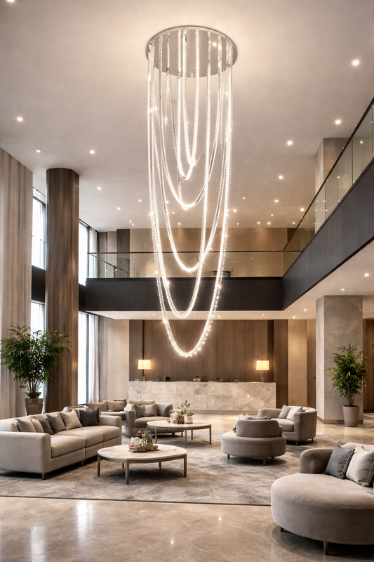 LED luster CC50303/800CH, Priemer 80 cm, Výška 200 cm, IP20, Studené/Neutrálne/Teplé svetlo, Stmievateľné, Strieborný, Krištáľový, Oceľ