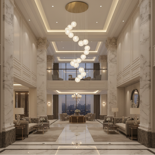Candelabru Cristal MILLE, 18xG9 , Diametru 60cm x Inaltime 340cm, Cristal si Metal, Auriu