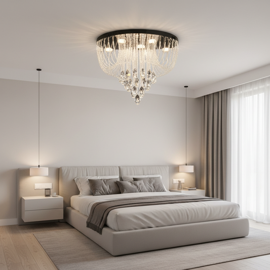 Candelabru LED Cristal MAGE Nobile, 22W, Lumina Calda/Neutra/Rece, Diametru 40cm, Crom Lucios