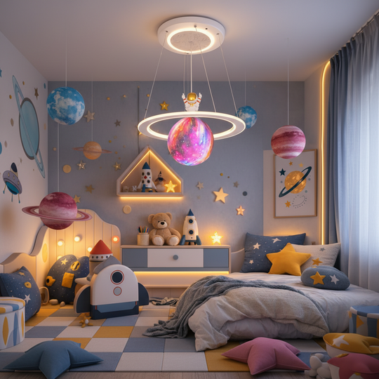LED luster ASTRONAUT 60W, 1xE27, Studené/Teplé/Neutrálne svetlo, Biela Ružová Detské Lustre Predvolený názov Alessandro Design