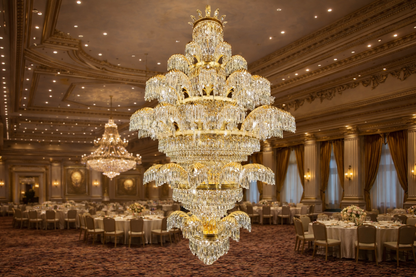 Krištáľový luster CC8043/600H1800GD, Priemer 60cm, Výška 180cm, Lesklý zlatý, Nastaviteľná výška, Elegantný dizajn