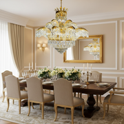Krištáľový luster Regalis 11x E14, priemer 85 cm, lesklé zlato, nastaviteľná výška, kov a krištáľ