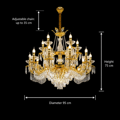 Candelabru Cristal 9xE14, D68cm, Auriu Lucios, Inaltime Reglabila, Metal si Cristal Candelabre Cristal Default Title Alessandro Design