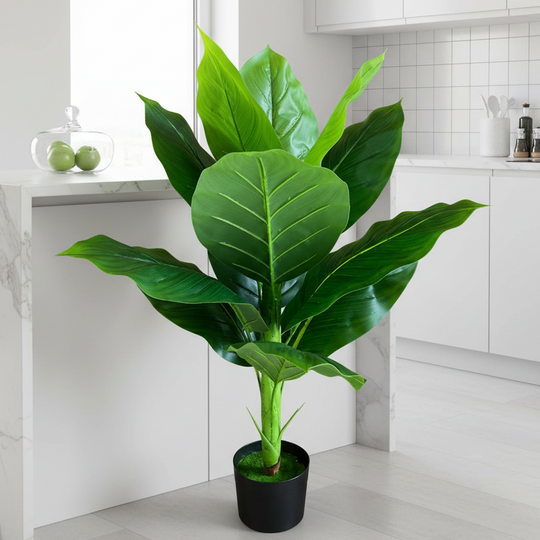 Umelá rastlina typu banán Musa, 100 cm, zelená