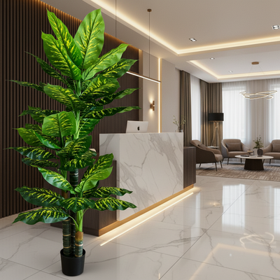 Plantă Artificială Tip Dieffenbachia, 3 tulpini, 190 cm, Verde