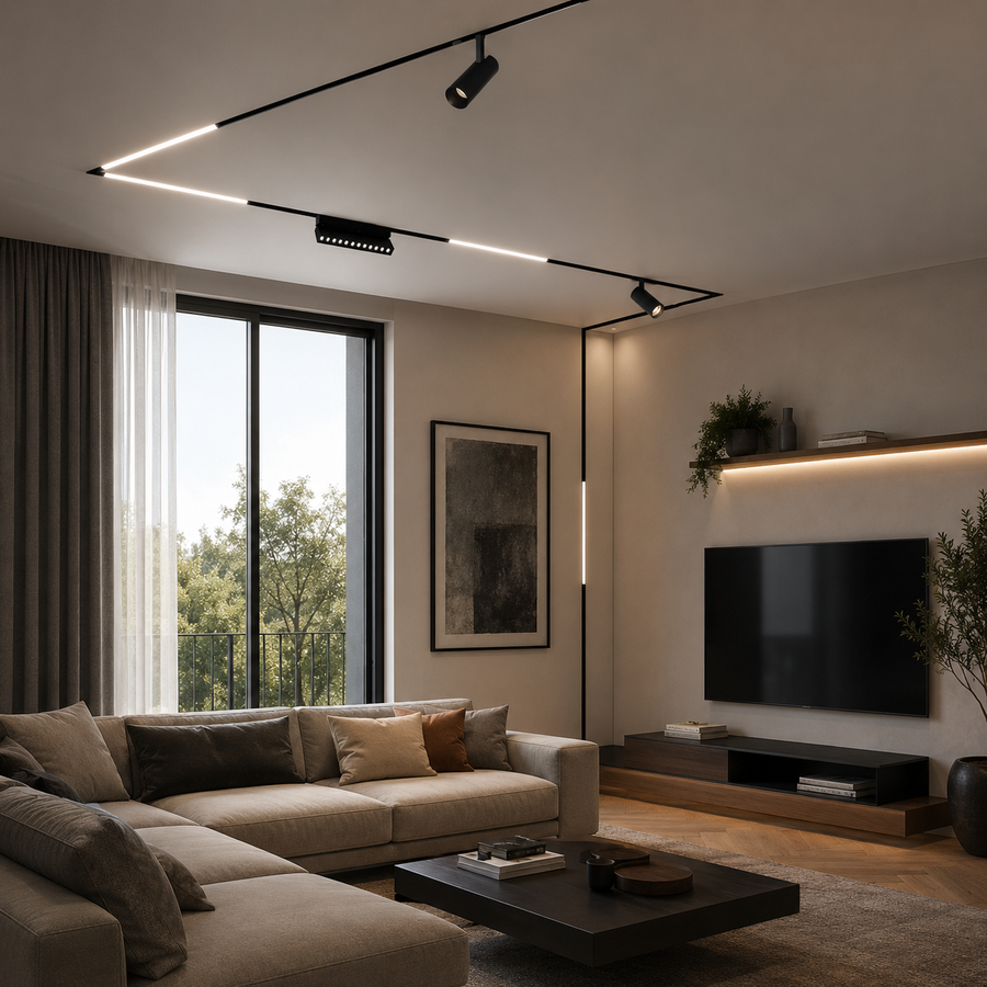 Proiector LED Magnetic CHIRCHIQ, Rotativ, Ø5.5cm, 20W, Lumina Neutra, Negru