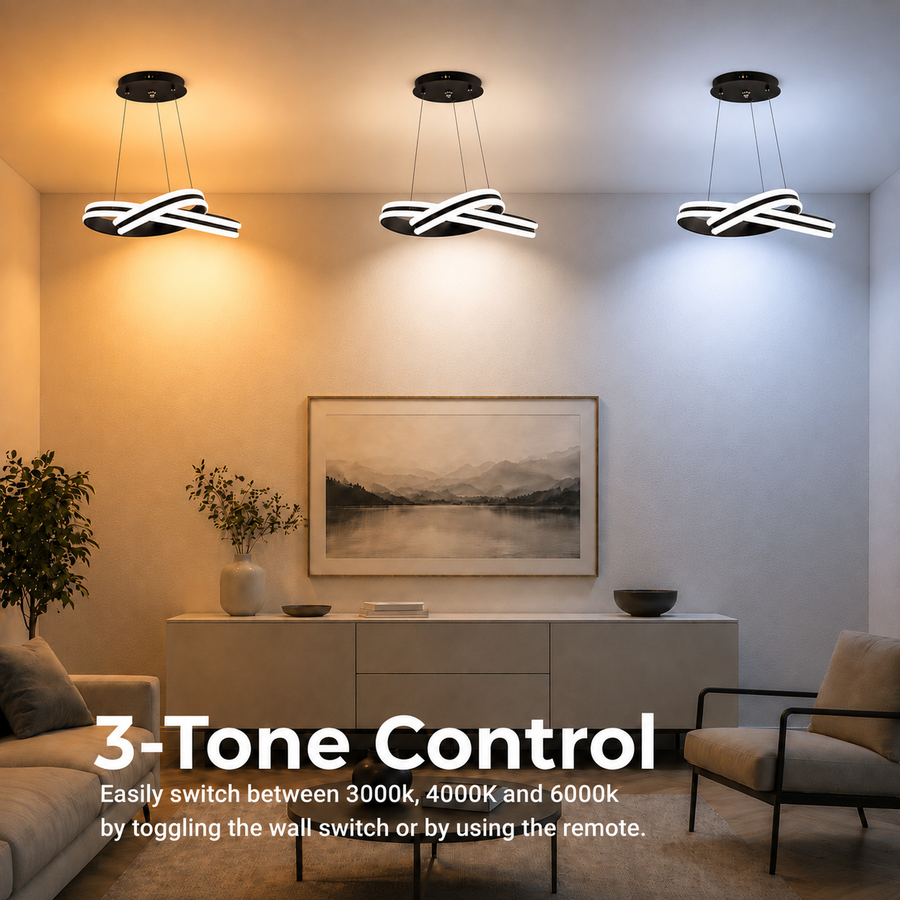 Závesný LED luster s diaľkovým ovládaním INFINITY LOOP 61W, studené/teplé/neutrálne svetlo, stmievateľné, čierne, výškovo nastaviteľné