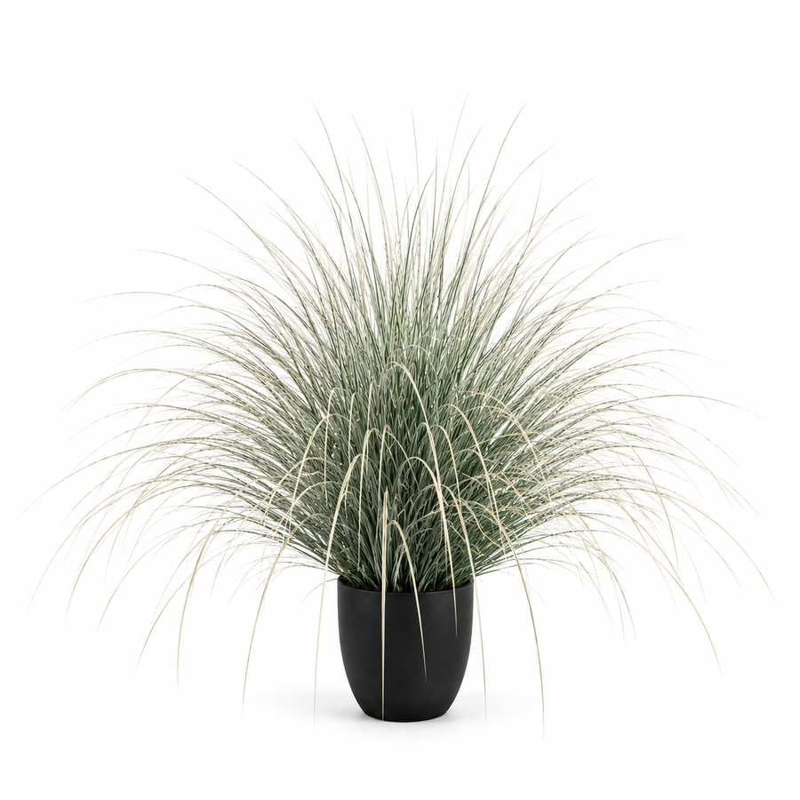 Planta Artificială Iarbă Ornamentală Tip Fântână, 110cm, Verde si Alb, Fara Ghiveci