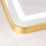 Obdĺžnikové LED zrkadlo, zlatý rám, 50x160 cm, stmievateľné, studené/teplé/neutrálne svetlo, župan