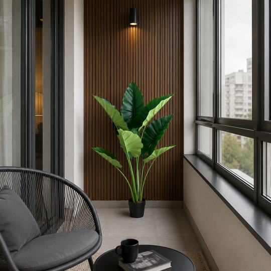 Plantă Artificială Tip Alocasia, 10 frunze, 120 cm, Verde