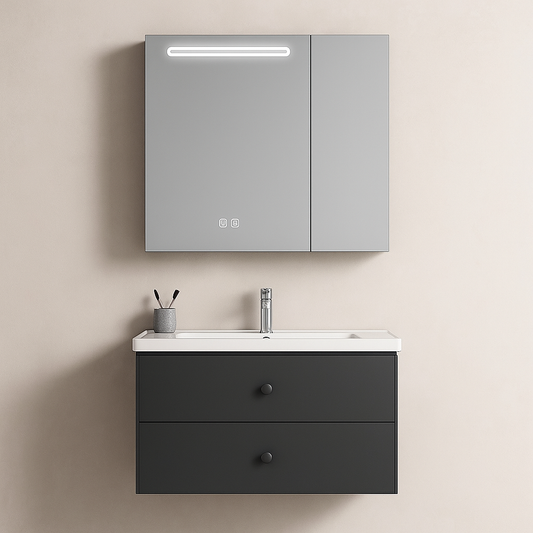 Ingrid skrinka s LED zrkadlom DBP123 80x70 biela