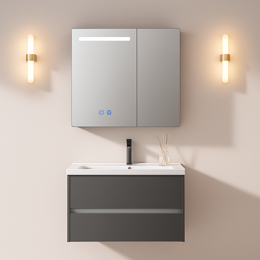 Ingrid skrinka s LED zrkadlom DBP123 80x70 biela