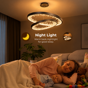 Závesný LED luster s diaľkovým ovládaním, kryštály K9, 28W, 1 kruh, studené/teplé/neutrálne svetlo, stmievateľné, čierne, výškovo nastaviteľné