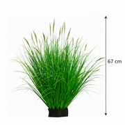 Okrasná rastlina z umelej trávy Foxtail, 67 cm, s 25 koreninami, zelená a biela, bez črepníka