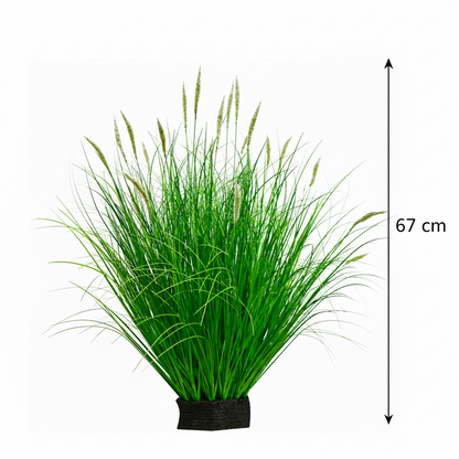 Okrasná rastlina z umelej trávy Foxtail, 67 cm, s 25 koreninami, zelená a biela, bez črepníka
