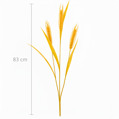 Okrasná tráva z umelých rastlín, 83 cm, s 3 drôtmi, pšeničné korenie, žltá, bez črepníka
