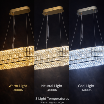 LED luster LLC130/1CH, krištáľ a kov, 31W, 1 kruh, stmievateľné, nastaviteľná výška, studené/teplé/neutrálne svetlo, luxusné osvetlenie