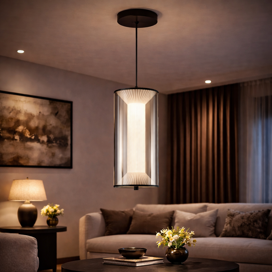 Závesný LED luster s diaľkovým ovládaním 29W, LM511/1BK, Nastaviteľná výška, Teplé/Studené/Neutrálne svetlo, Biely, Meta