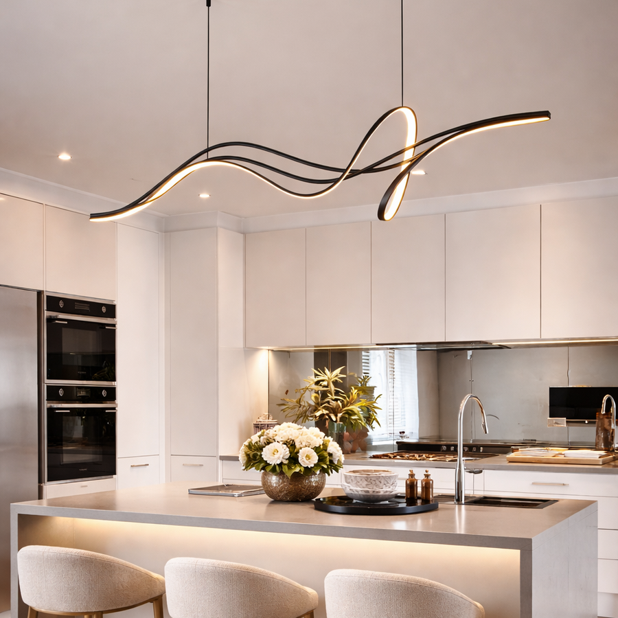 Závesný LED luster s diaľkovým ovládaním INFINITY HALO 138W, studené/teplé/neutrálne svetlo, stmievateľné, čierne, výškovo nastaviteľné