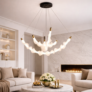 Závesný akrylový LED luster LT760/3GD, 48W, teplé/neutrálne/studené svetlo 3000/4000/6000K, biely, nastaviteľná výška, kov a akryl