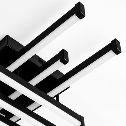 LED luster s diaľkovým ovládaním LINEX, 63W, 6 prvkov, lineárny, studené/teplé/neutrálne svetlo, stmievateľné, čierny