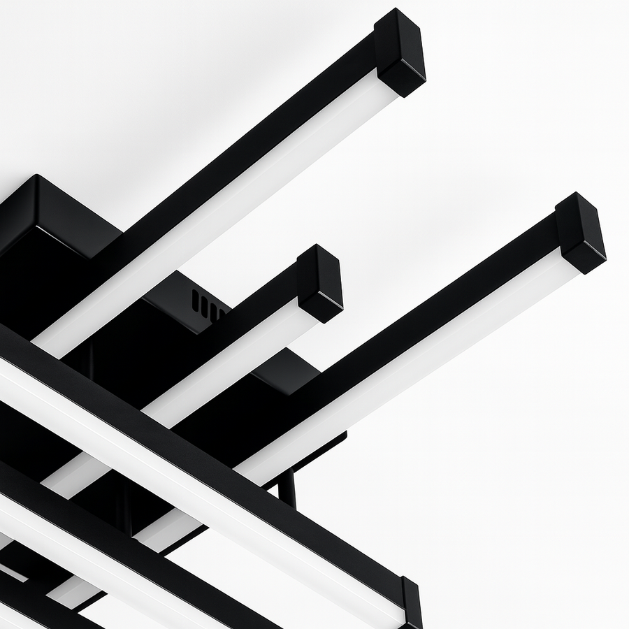 LED luster s diaľkovým ovládaním LINEX, 63W, 6 prvkov, lineárny, studené/teplé/neutrálne svetlo, stmievateľné, čierny