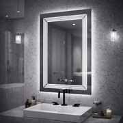 Obdĺžnikové LED zrkadlo, 60 x 80 cm, senzor pohybu Venezia Marcello MotionGlow, systém odhmlievania, hodiny a teplomer, stmievateľné, teplé neutrálne studené svetlo 3000K/4000K/6000K