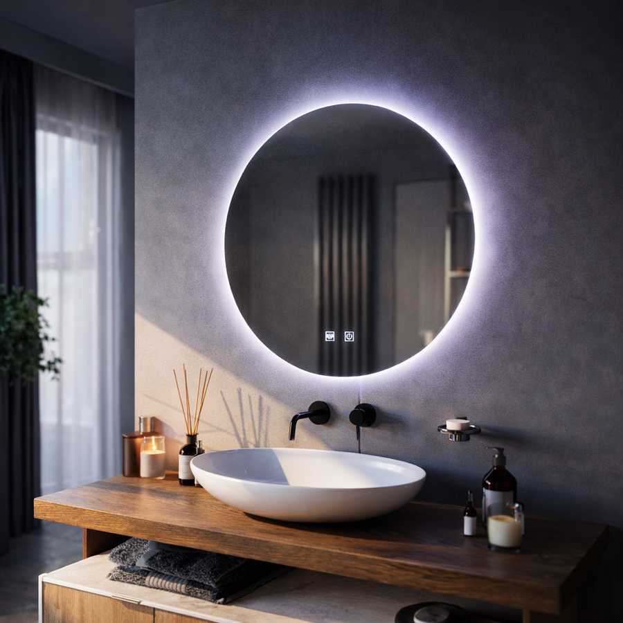 LED okrúhle zrkadlo, 60 cm, Isolda, Touch, Demister System, Cold Light 6000k